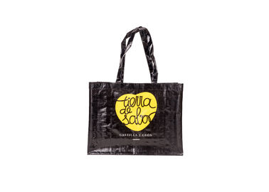 China Black Foldable Non Woven Shopping Bags Eco Friendly With Bopp Plastic Woven Fabric supplier