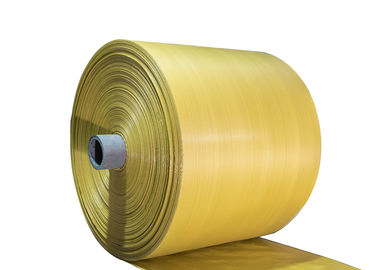China Yellow Pp Woven Fabric With 700D - 1000D Single / Double Fold Sewn Bottom supplier